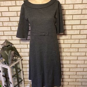 H&M / Gray knit Dress, boat neck collar, bow at umpire size 16